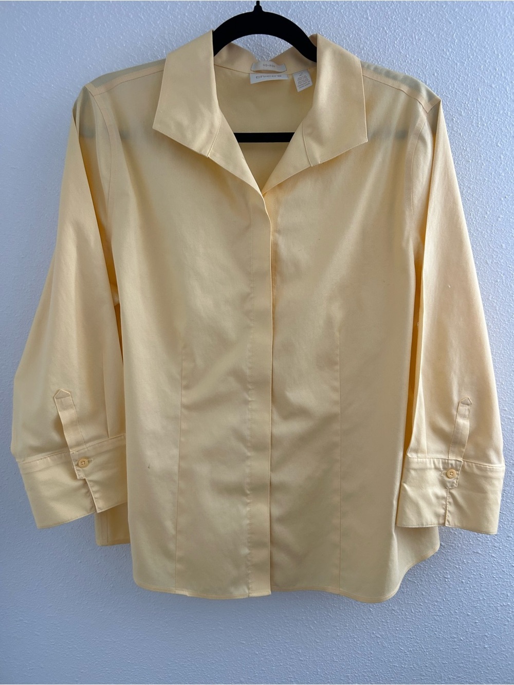 Chico's Soft Pale Yellow Collared Top